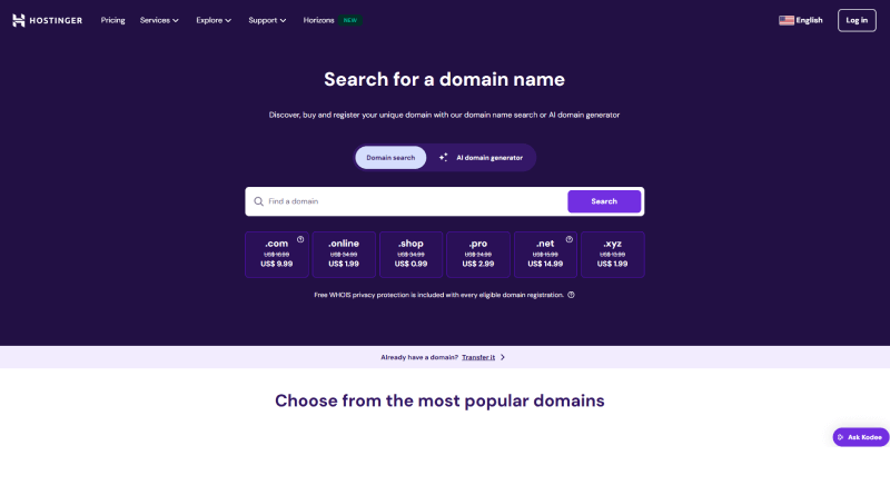 hostinger-domain-name-provider